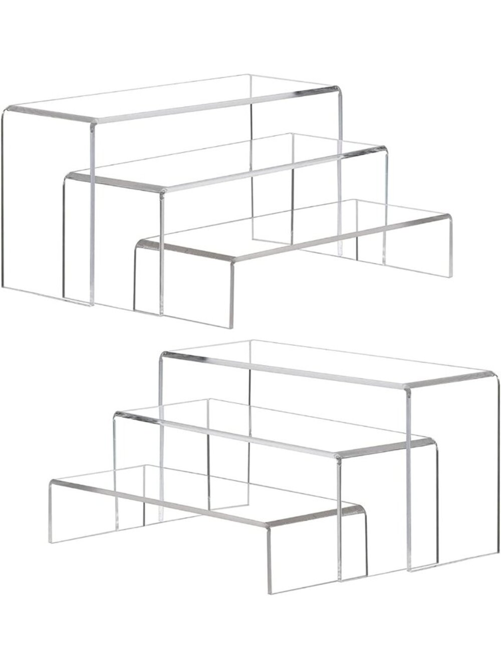 Clear Acrylic Display Risers - 6 Pcs Rectangular Stands for Collectibles